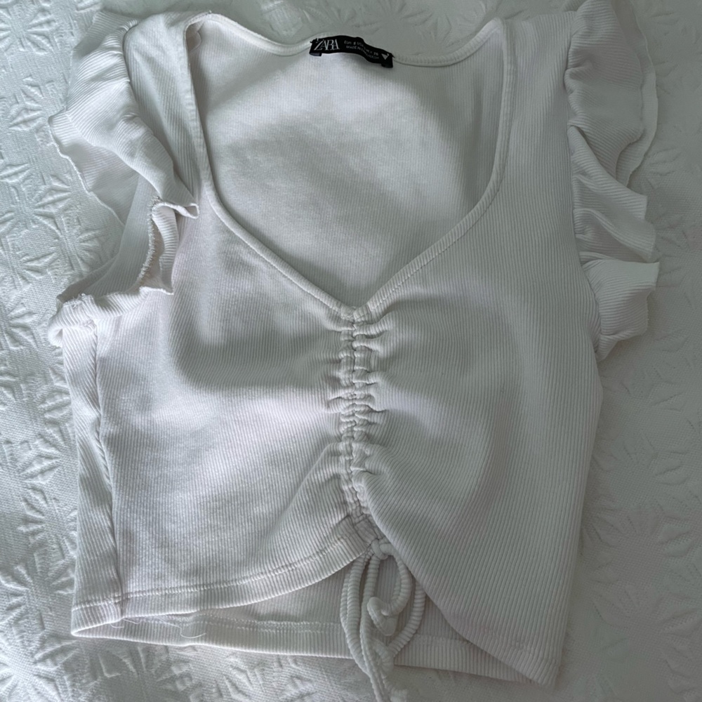 White tie front crop top